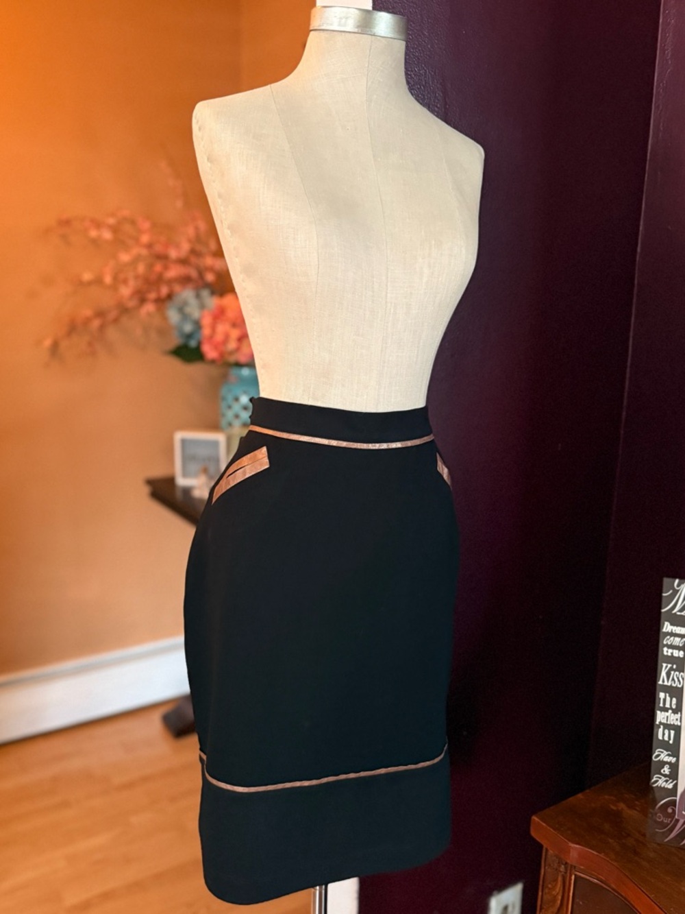 Club Monaco Retro Metallic Trim Pencil Skirt